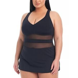Bleu Rod Beattie Plus Size Don t Mesh With Me Cross Back Swim Dress, Size 22W